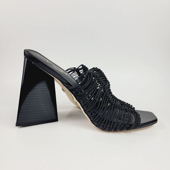 Sam Edelman Laurette Square Toe Black Strappy Block Heels Size 9.5 - Picture 6 of 11